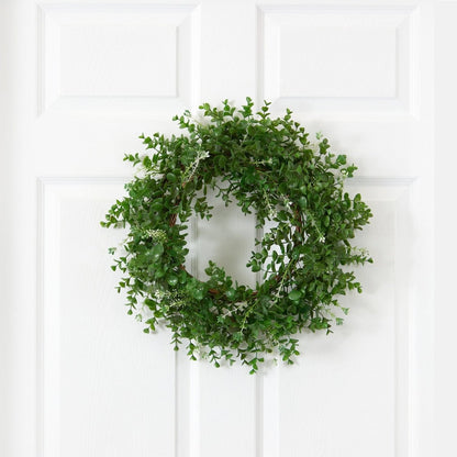  18-in Eucalyptus Double Ring Wreath W/Twig Base