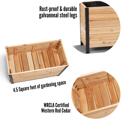 18" X 36" Cedar Planter Box – 24" Tall Raised Garden Bed