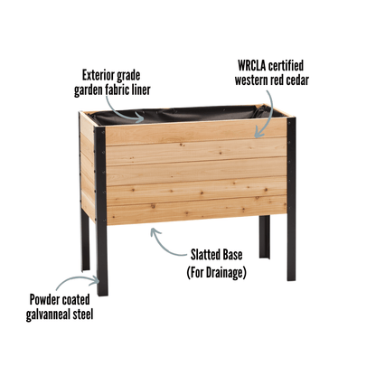  18" X 36" Cedar Raised Garden Bed – 30" Tall | Deep Planting Box