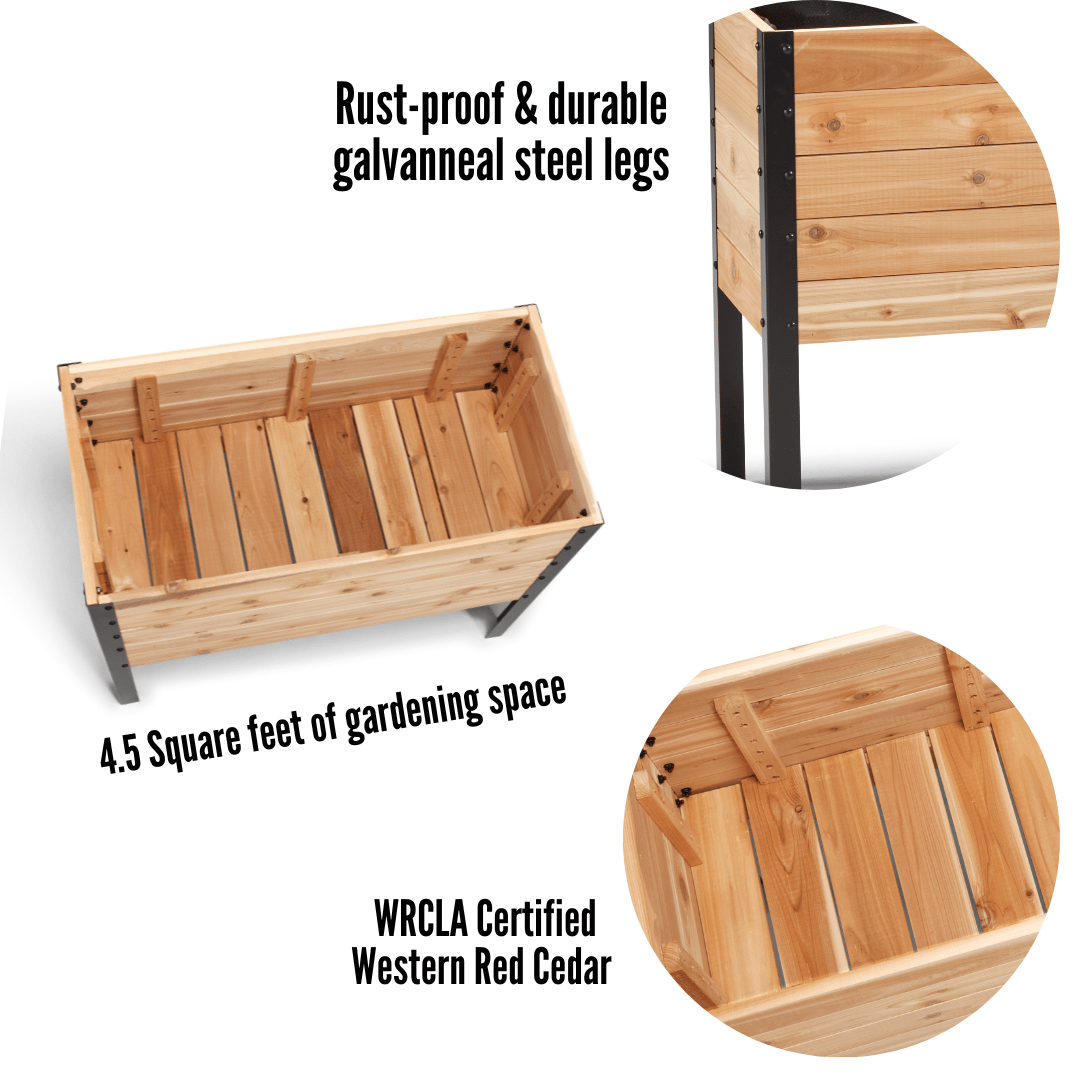  18" X 36" Cedar Raised Garden Bed – 30" Tall | Deep Planting Box