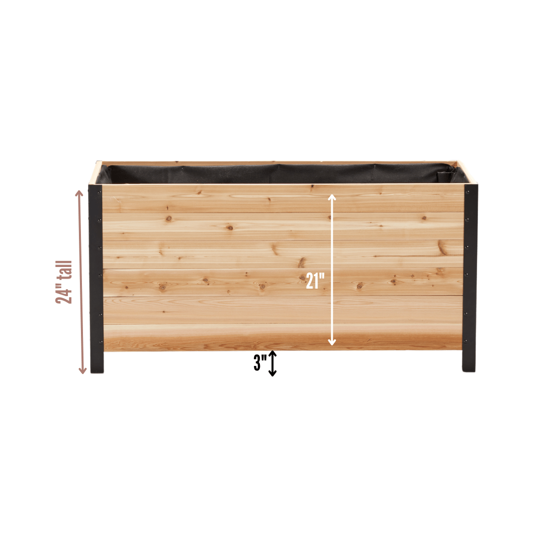  18" X 48" Cedar Planter Box – 24" Tall | Food-Safe Elevated Garden Bed