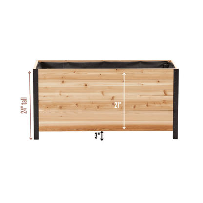  18" X 48" Cedar Planter Box – 24" Tall | Food-Safe Elevated Garden Bed