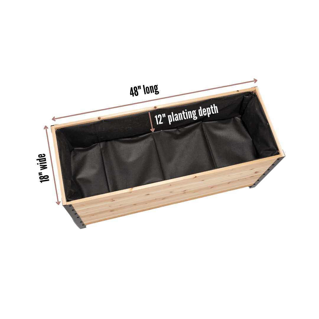  18" X 48" Cedar Planter Box – 24" Tall | Food-Safe Elevated Garden Bed