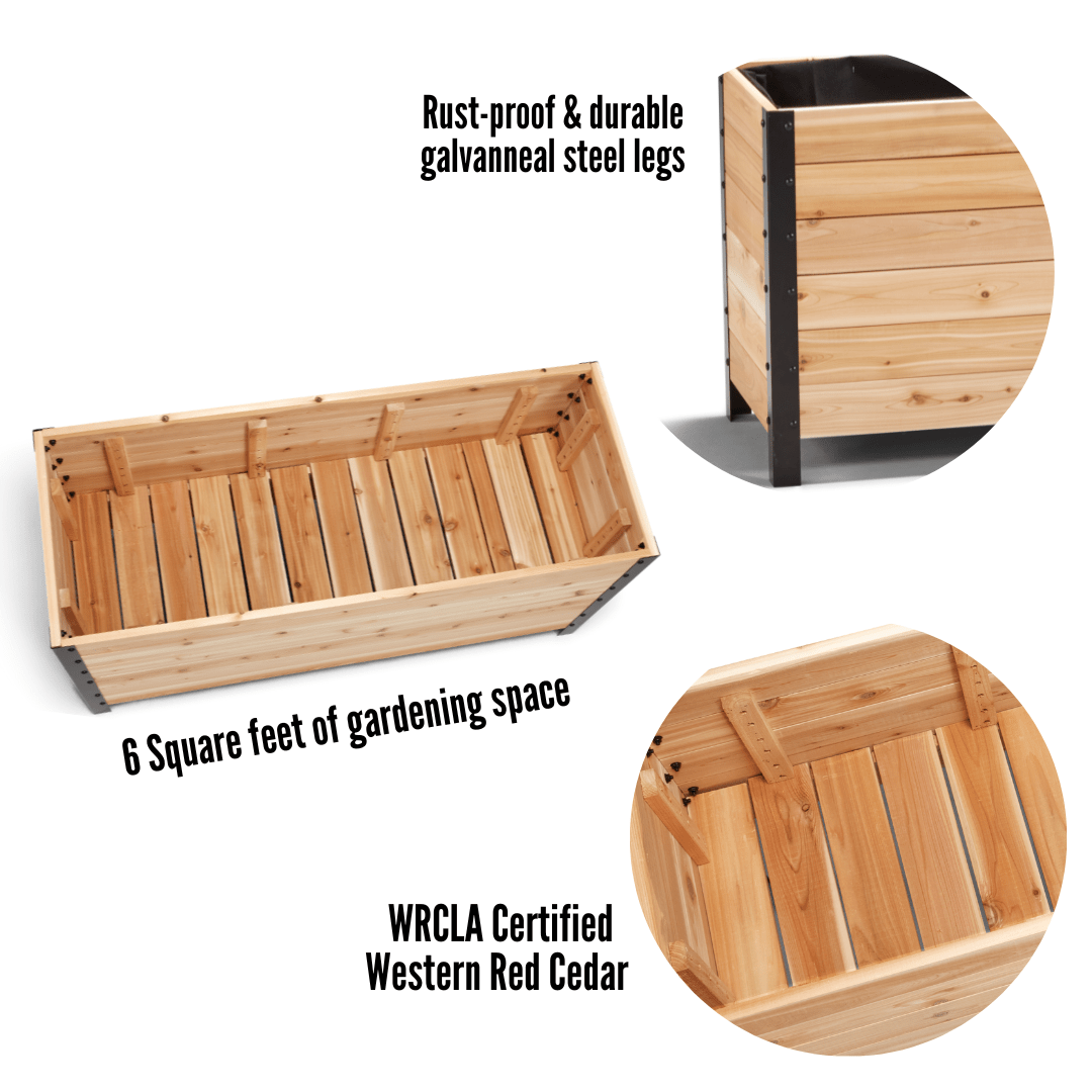  18" X 48" Cedar Planter Box – 24" Tall | Food-Safe Elevated Garden Bed