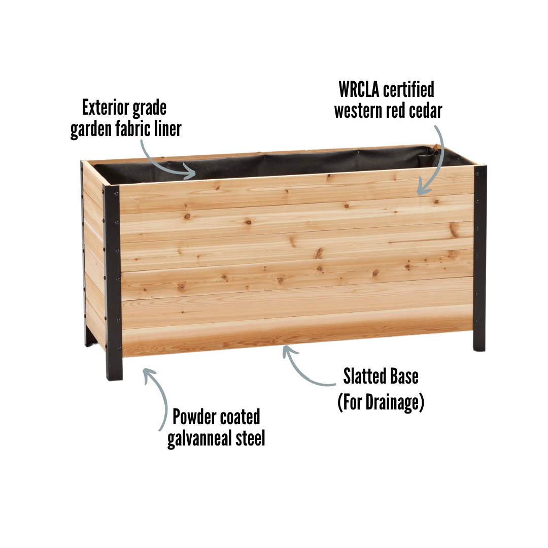  18" X 48" Cedar Planter Box – 24" Tall | Food-Safe Elevated Garden Bed