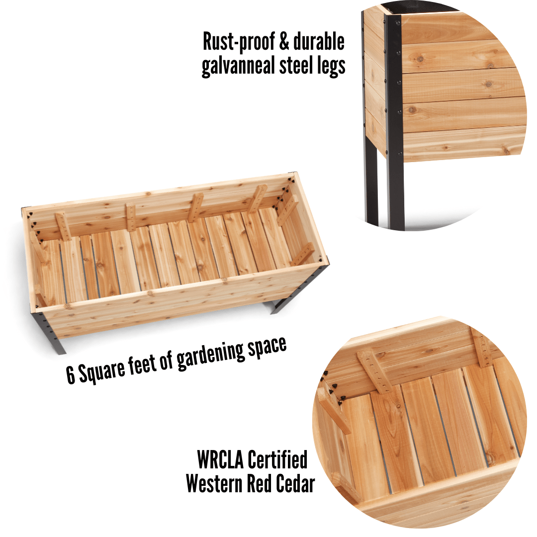  18" X 48" Cedar Raised Garden Bed – 30" Tall | Deep Elevated Planter Box