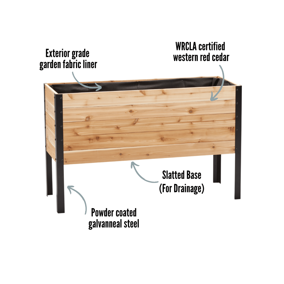 18" X 48" Cedar Raised Garden Bed – 30" Tall | Deep Elevated Planter Box