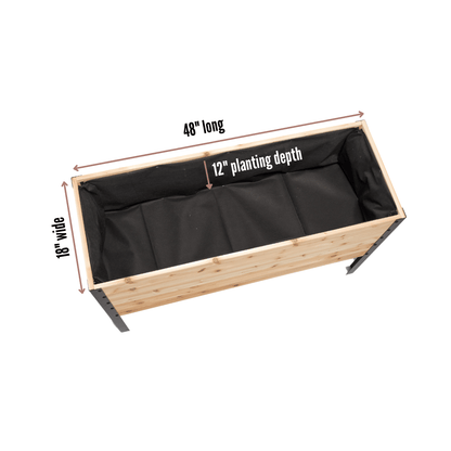  18" X 48" Cedar Raised Garden Bed – 30" Tall | Deep Elevated Planter Box