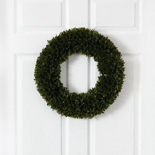  19.5-in Tea Leaf Artificial Wreath | UV Resistant For Indoor & Outdoor Use