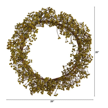  20-in Autumn Gypsophila Wreath | Rustic Fall Décor