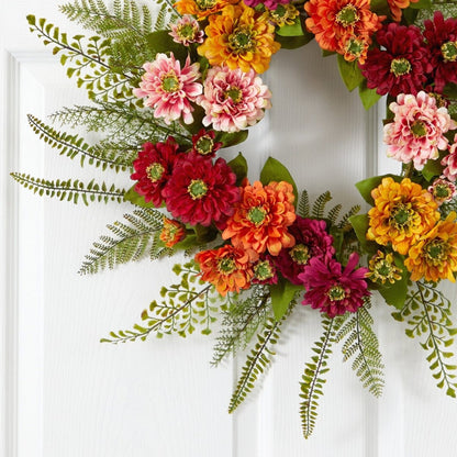  20-in Mixed Flower Wreath | Vibrant Summer & Autumn Décor