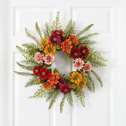  20-in Mixed Flower Wreath | Vibrant Summer & Autumn Décor