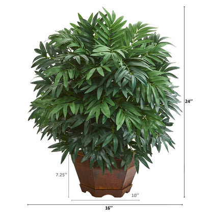 24-in Bamboo Palm Artificial Plant With Decorative Planter