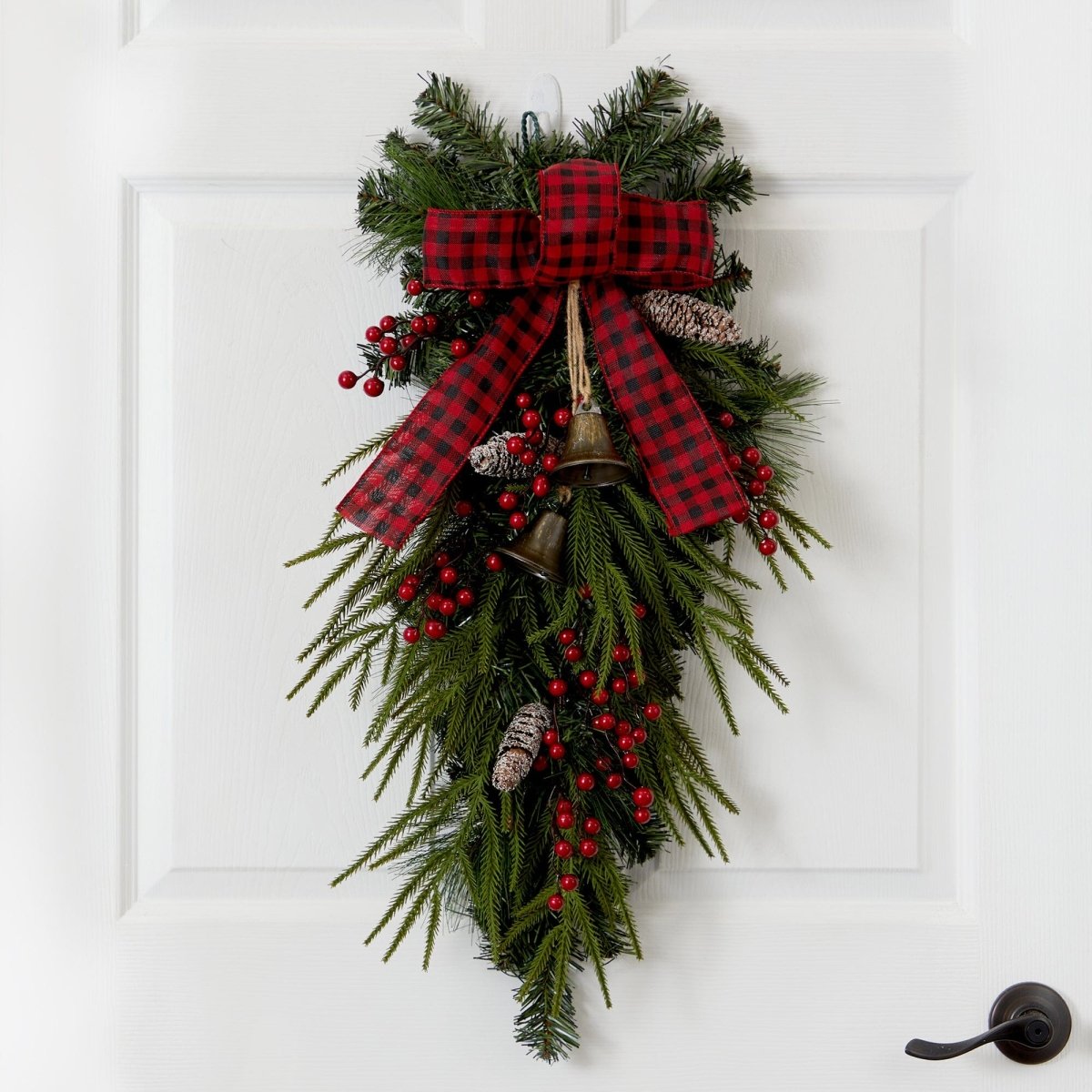  24-in Holiday Christmas Wreath With Pinecones, Berries & Bells