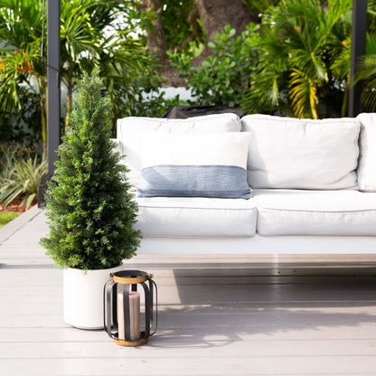  3-ft Artificial Cedar Tree In White Planter UV Resistant (Indoor/Outdoor)