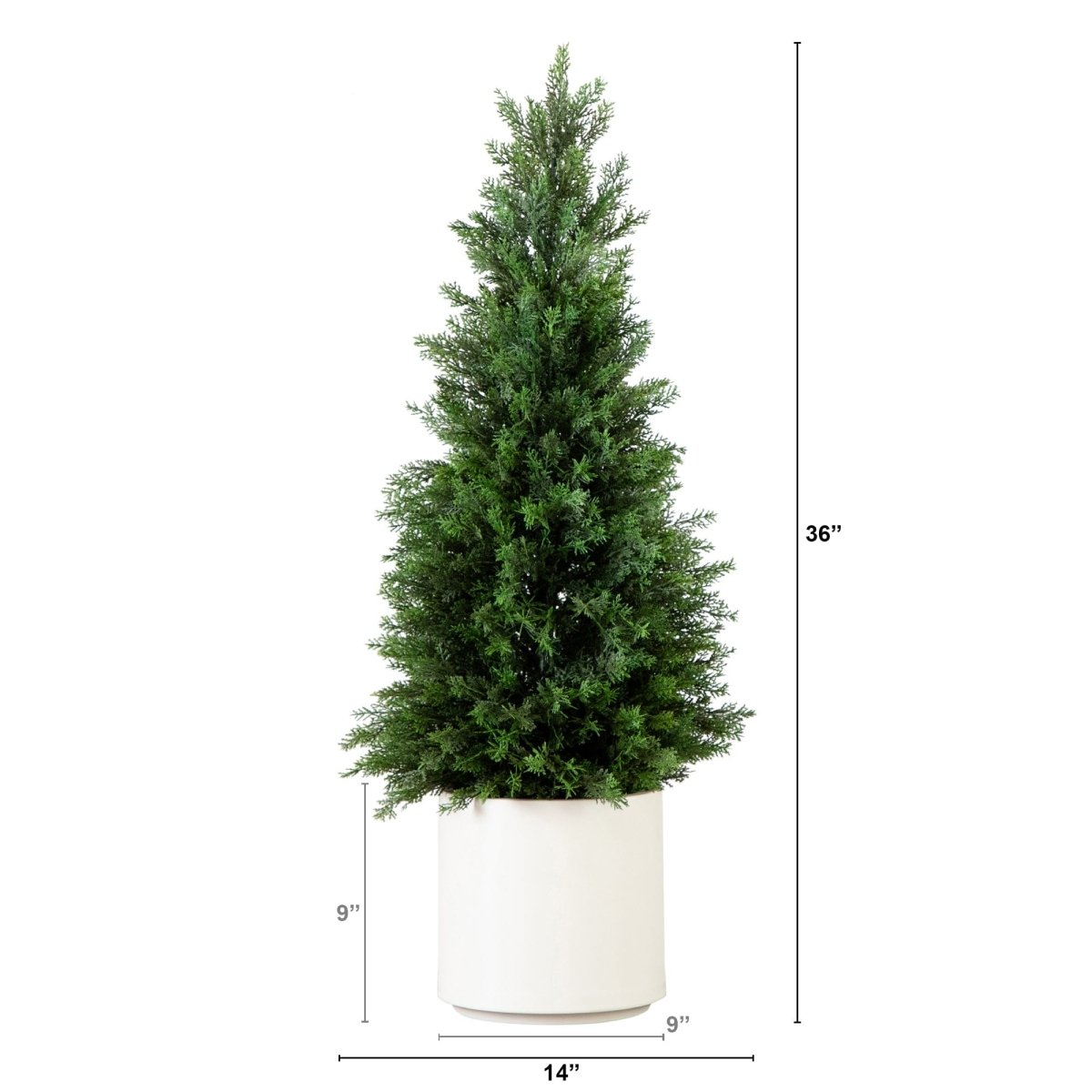  3-ft Artificial Cedar Tree In White Planter UV Resistant (Indoor/Outdoor)