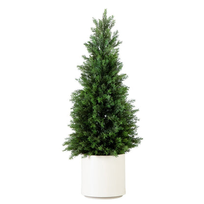  3-ft Artificial Cedar Tree In White Planter UV Resistant (Indoor/Outdoor)