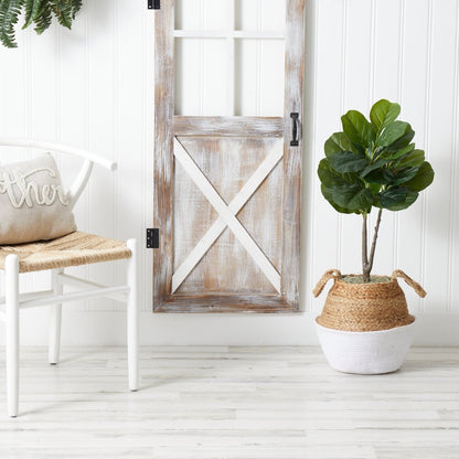  3-ft Artificial Fiddle Leaf Fig Tree With Handmade Cotton & Jute Woven Basket