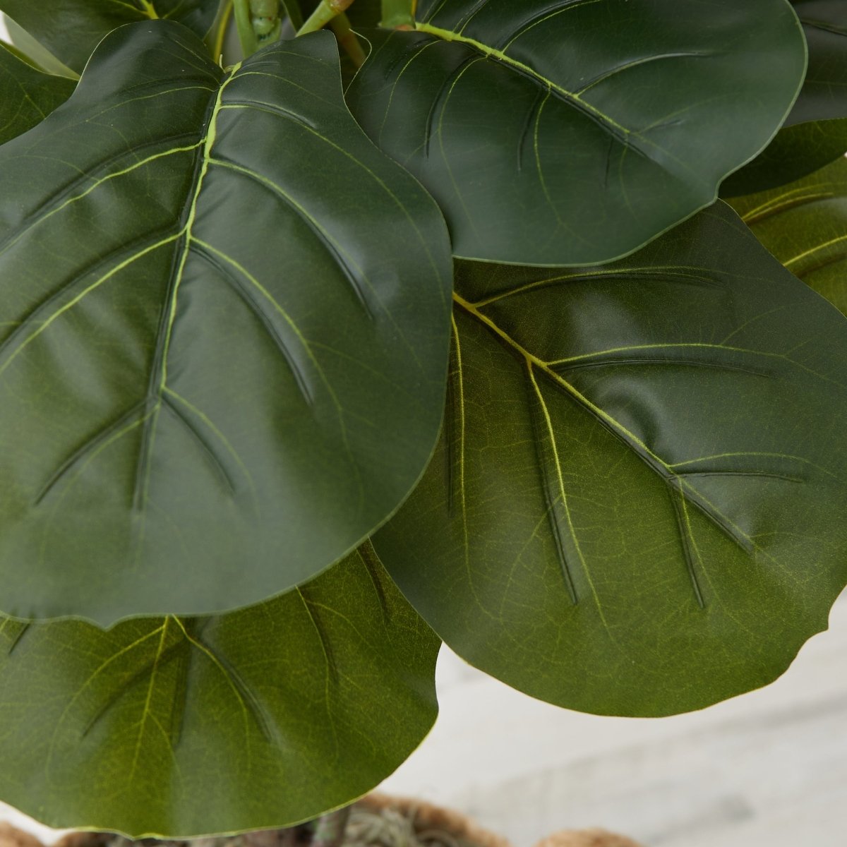  3-ft Artificial Fiddle Leaf Fig Tree With Handmade Cotton & Jute Woven Basket