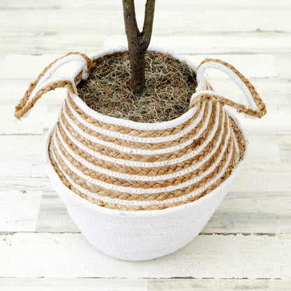  3-ft Artificial Fiddle Leaf Fig Tree With Handmade Cotton & Jute Woven Basket