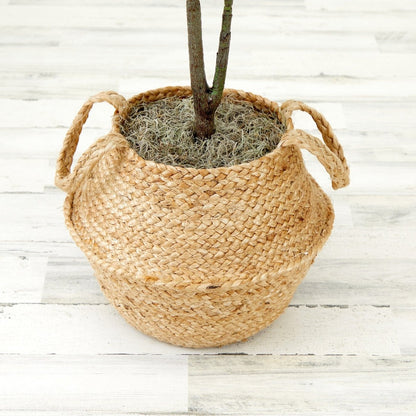  3-ft Artificial Fiddle Leaf Fig Tree With Handmade Cotton & Jute Woven Basket