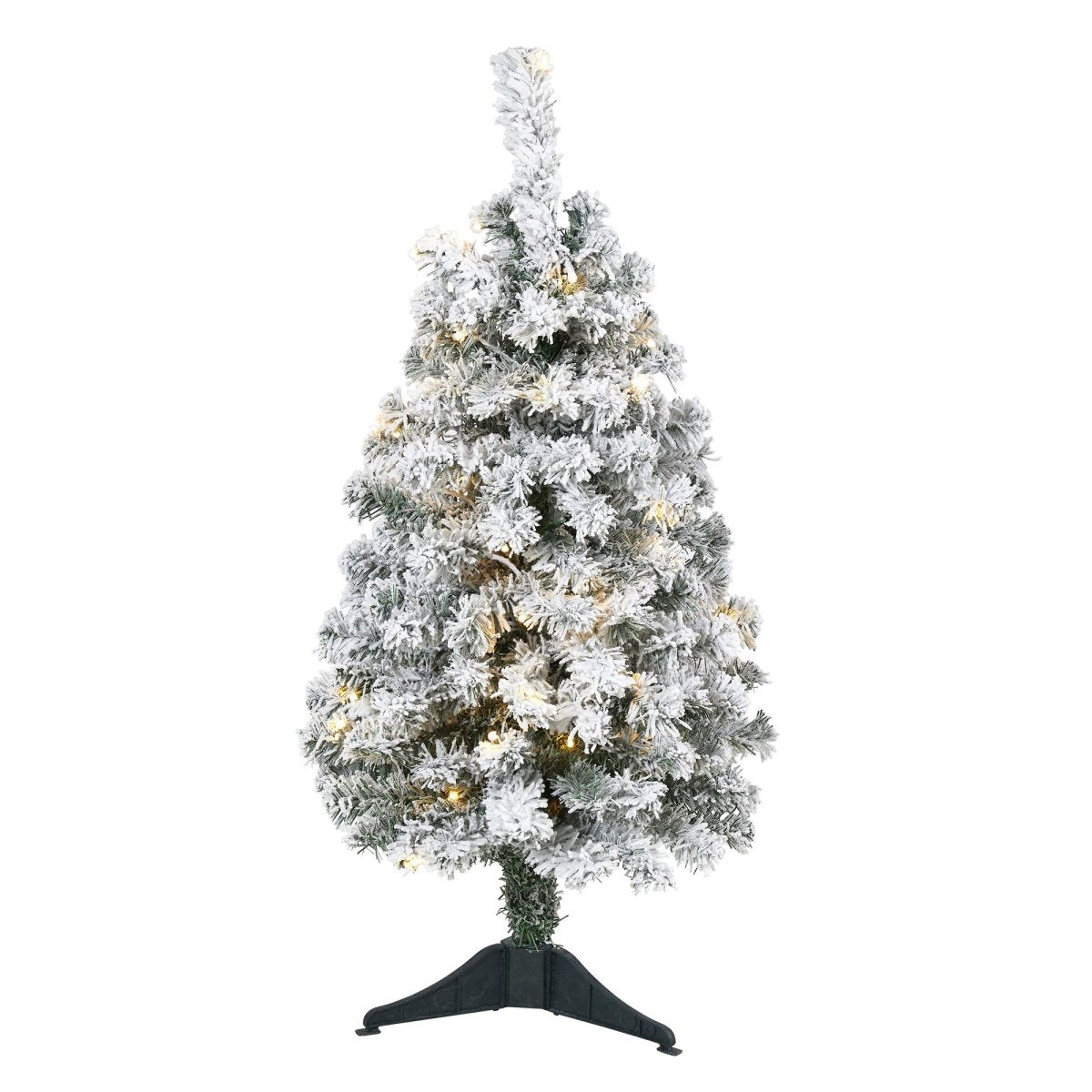  3-ft Flocked Rock Springs Spruce Artificial Christmas Tree With 50 LED Lights