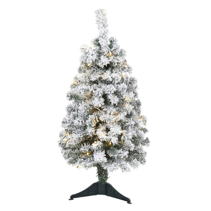  3-ft Flocked Rock Springs Spruce Artificial Christmas Tree With 50 LED Lights