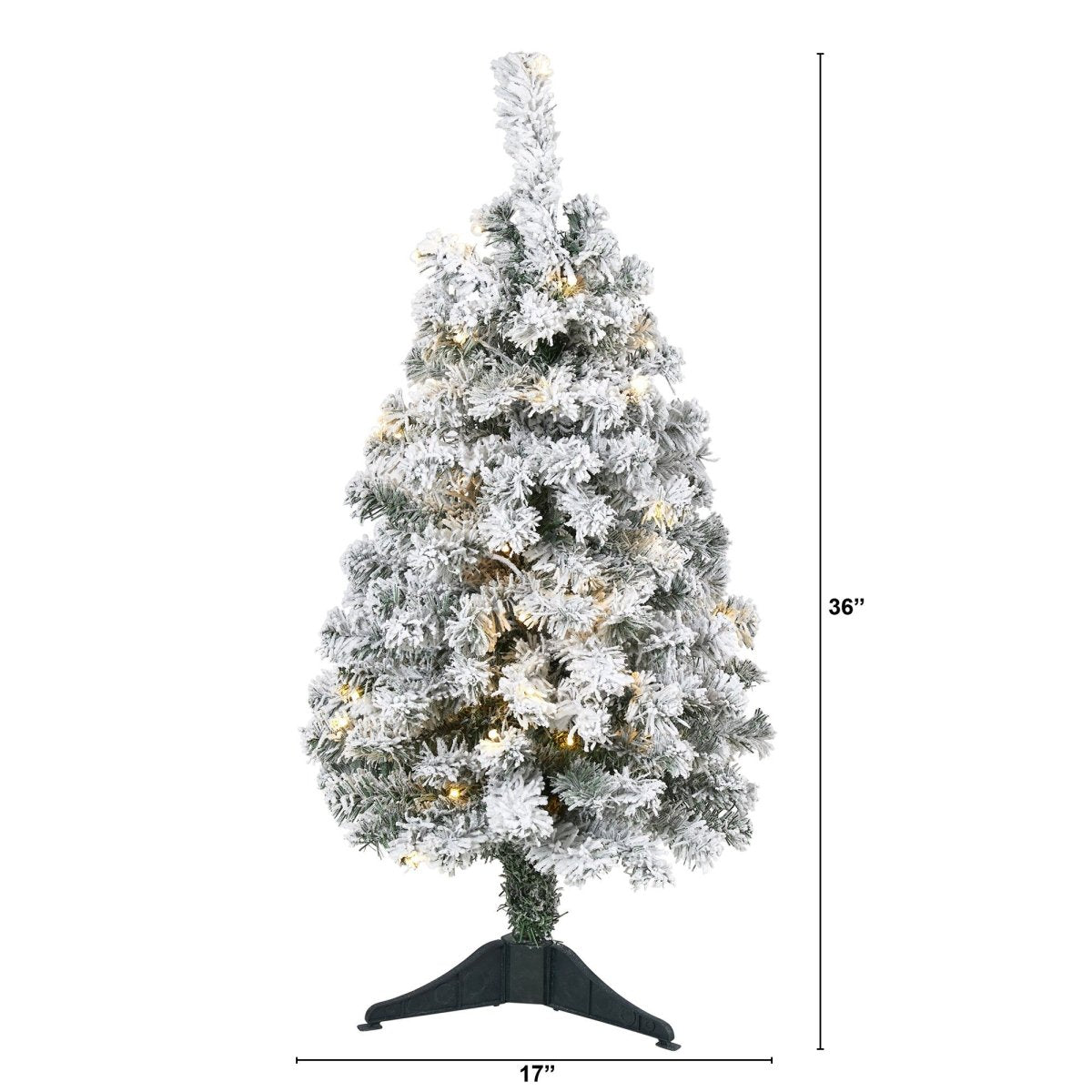  3-ft Flocked Rock Springs Spruce Artificial Christmas Tree With 50 LED Lights