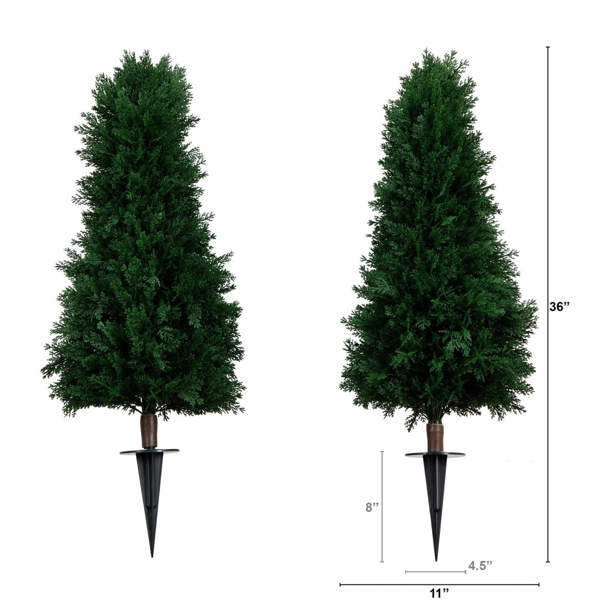  3-ft UV Resistant Artificial Cedar Plant With Integrated Ground Stake – Set Of 2