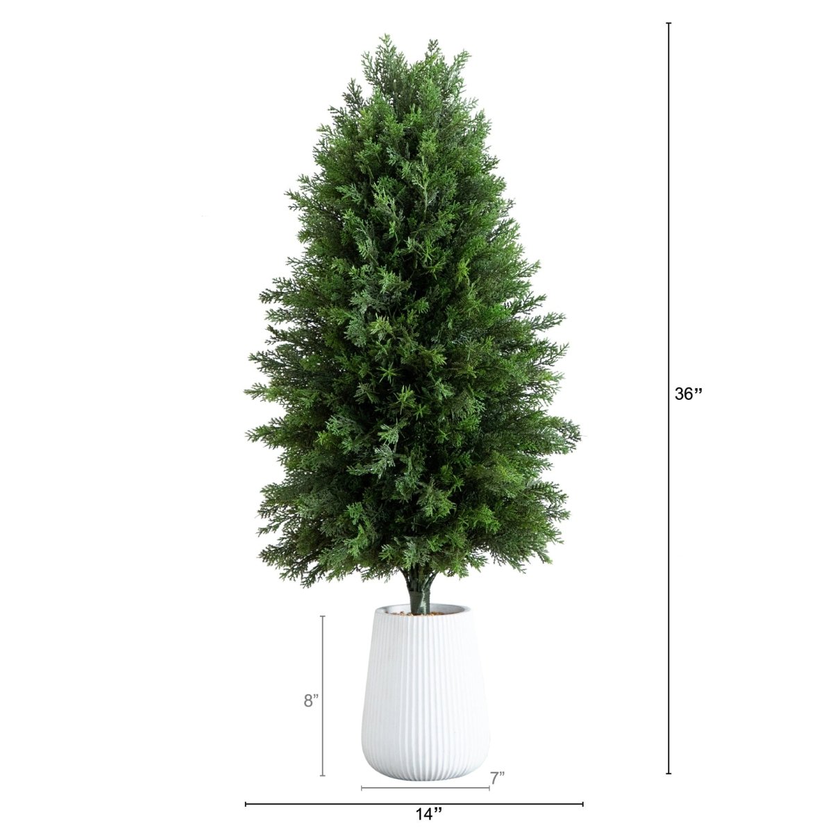  3-ft UV Resistant Artificial Cedar Tree In Decorative White Planter (Indoor/Outdoor)
