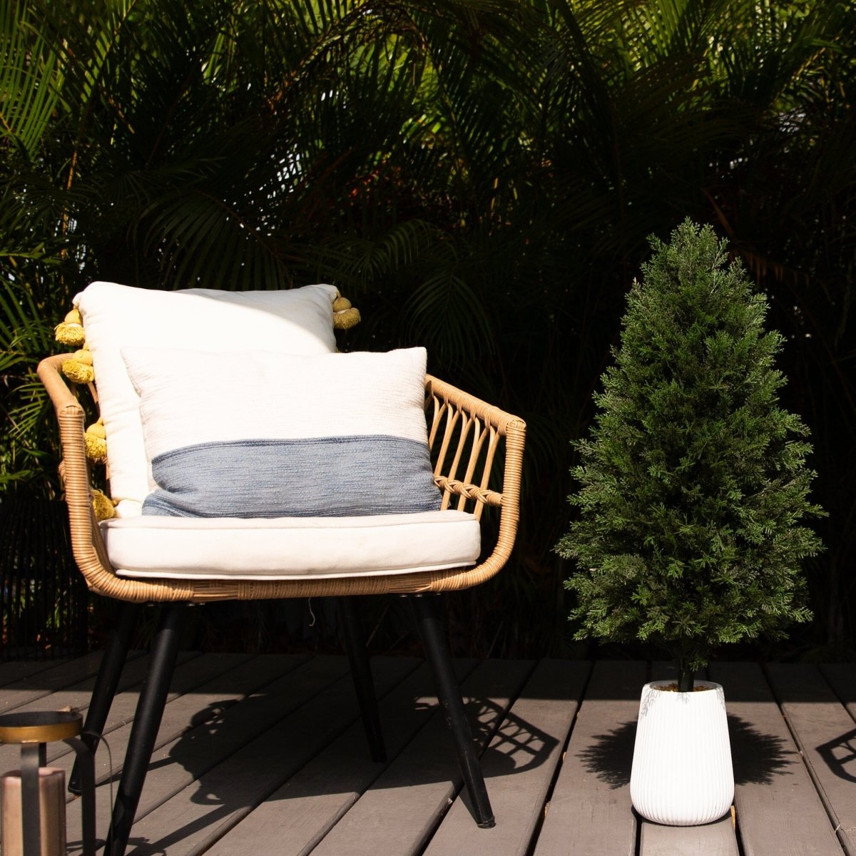  3-ft UV Resistant Artificial Cedar Tree In Decorative White Planter (Indoor/Outdoor)