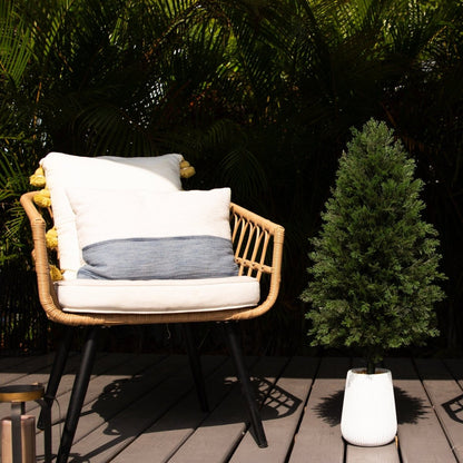  3-ft UV Resistant Artificial Cedar Tree In Decorative White Planter (Indoor/Outdoor)