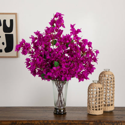  30-in Artificial Bougainvillea Arrangement In Glass Vase