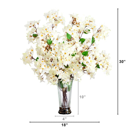  30-in Artificial Bougainvillea Arrangement In Glass Vase