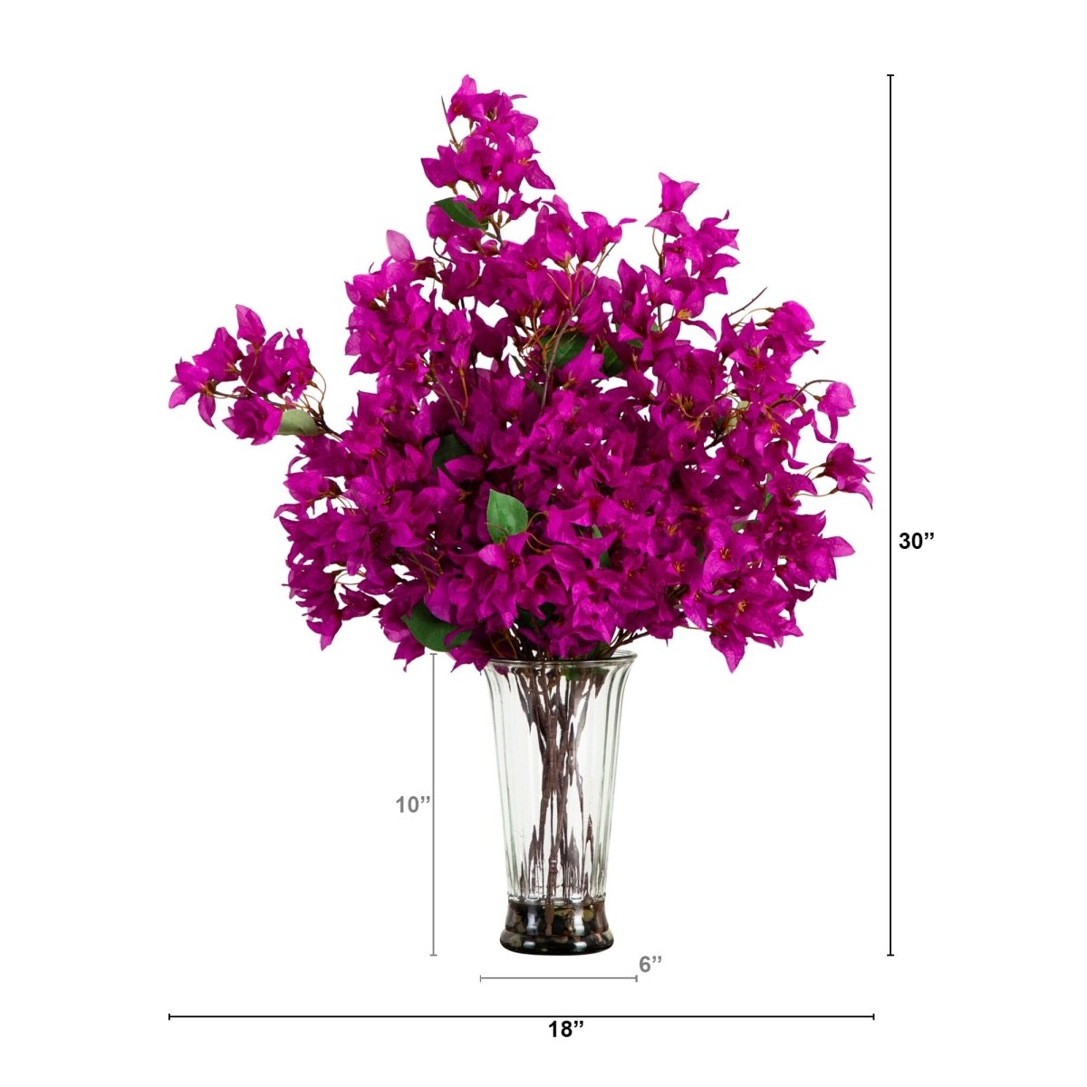  30-in Artificial Bougainvillea Arrangement In Glass Vase