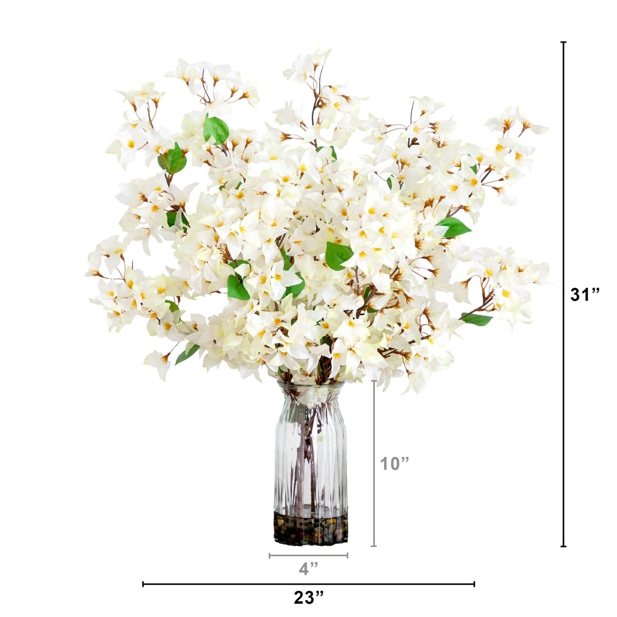  31-in Artificial Pink Bougainvillea Arrangement In Vase | Elegant Floral Décor