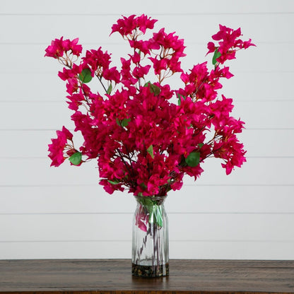  31-in Artificial Pink Bougainvillea Arrangement In Vase | Elegant Floral Décor
