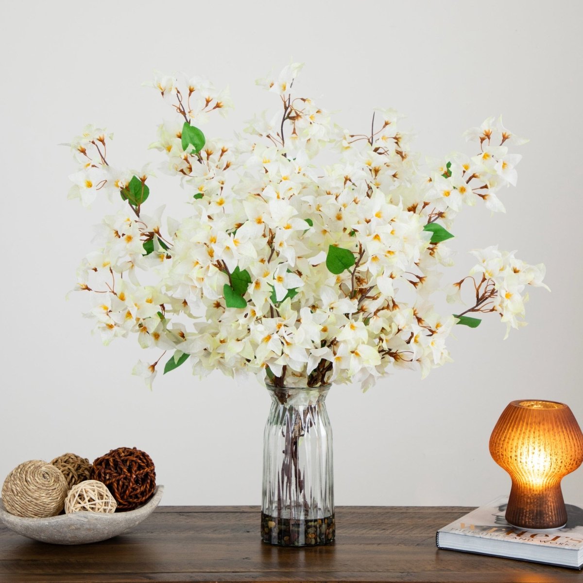  31-in Artificial Pink Bougainvillea Arrangement In Vase | Elegant Floral Décor