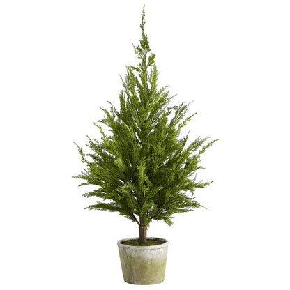  3.5-ft Cedar Pine Artificial Christmas Tree With Decorative Planter