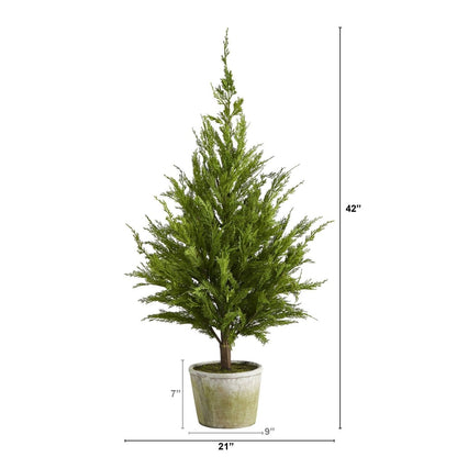  3.5-ft Cedar Pine Artificial Christmas Tree With Decorative Planter