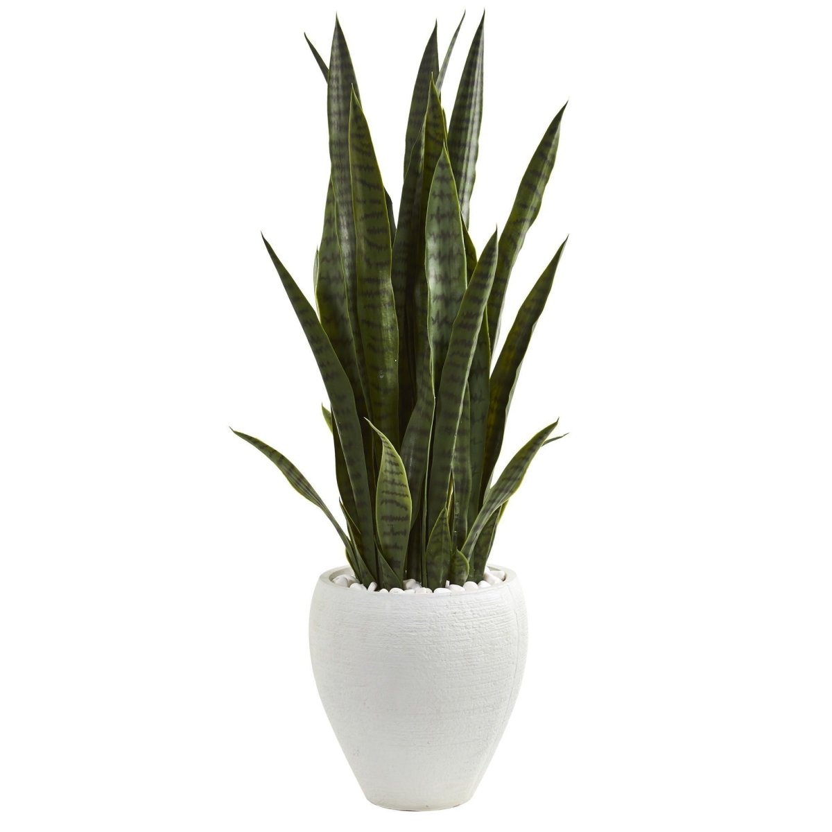  3.5-ft Faux Sansevieria Snake Plant In White Decorative Planter