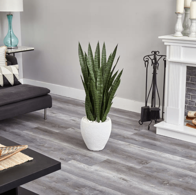  3.5-ft Faux Sansevieria Snake Plant In White Decorative Planter