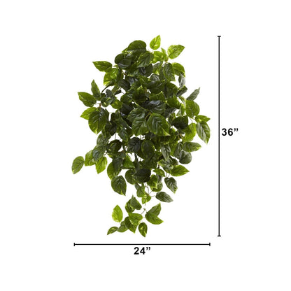  36-in UV Resistant Artificial Pothos Hanging Plant – Set Of 2 | Indoor/Outdoor Faux Greenery