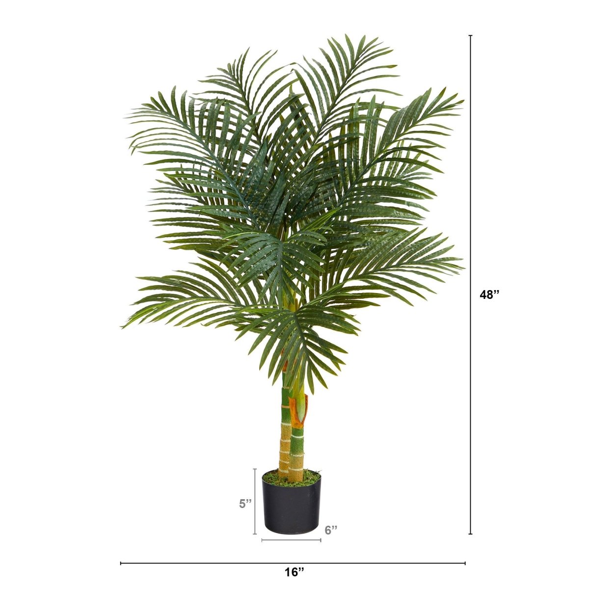  4-ft Double Stalk Golden Cane Artificial Palm Tree