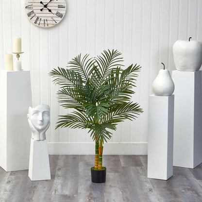  4-ft Double Stalk Golden Cane Artificial Palm Tree