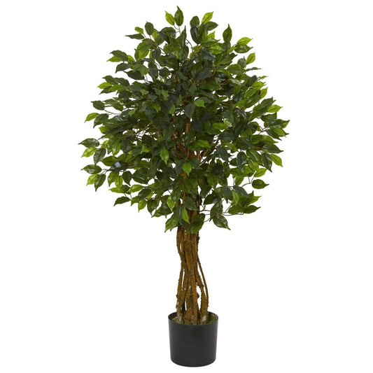  4-ft Faux Ficus Tree – UV-Resistant Indoor/Outdoor Décor