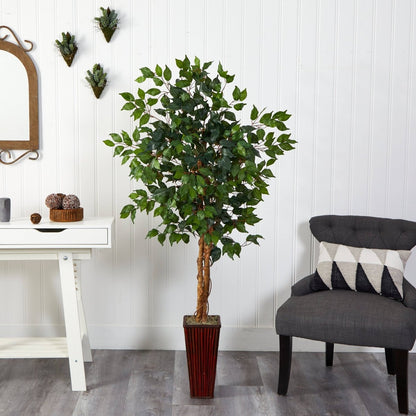  4-ft Ficus Auriculata Artificial Silk Tree – Lifelike Faux Tree With 504 Leaves