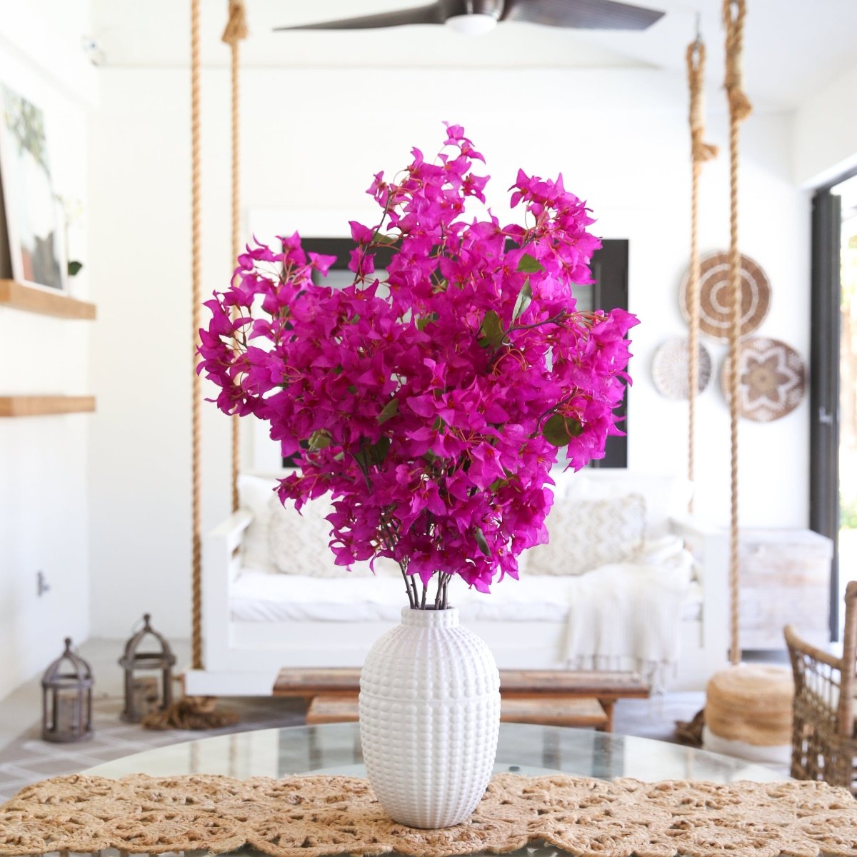  40-in Artificial Purple Bougainvillea Arrangement With Vase