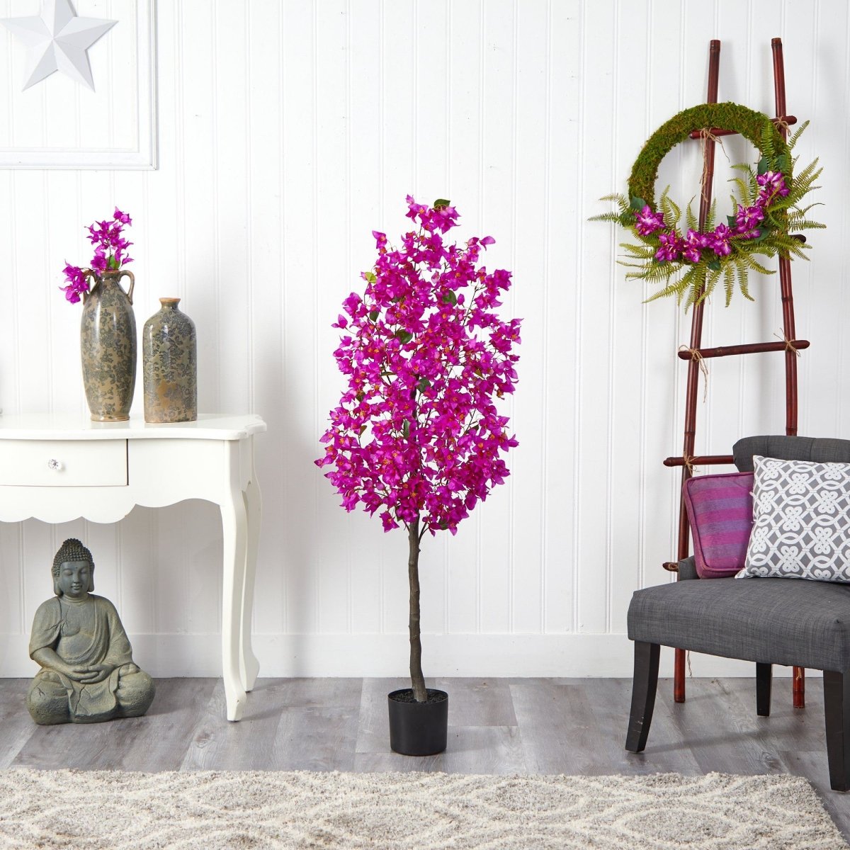  5-ft Bougainvillea Artificial Tree | Vibrant & Lifelike Floral Décor