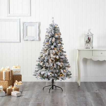  5-ft Flocked Rock Springs Spruce Christmas Tree | 150 LED Lights